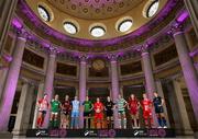 8 February 2023; SSE Airtricity Women's Premier Division players, from left, Esra Kengal of Treaty United, Zara Foley of Cork City, Erica Burke of Bohemians, Jess Gleeson of DLR Waves, Karen Duggan of Peamount United, Pearl Slattery of Shelbourne, Aoibheann Clancy of Wexford Youths, Maria Reynolds of Shamrock Rovers, Therese Kennevey of Galway United, Emma Hansberry of Sligo Rovers and Laurie Ryan of Athlone Town at the launch of the SSE Airtricity League of Ireland 2023 season held at City Hall in Dublin. Photo by Stephen McCarthy/Sportsfile
