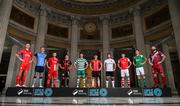 8 February 2023; SSE Airtricity Men's Premier Division players, from left, Luke Byrne of Shelbourne, Jack Keaney of UCD, David Cawley of Sligo Rovers, Keith Buckley of Bohemians, Ronan Finn of Shamrock Rovers, Ciaron Harkin of Derry City, Patrick Hoban of Dundalk, Joe Redmond of St Patrick's Athletic, Cian Coleman of Cork City and Gary Deegan of Drogheda United at the launch of the SSE Airtricity League of Ireland 2023 season held at City Hall in Dublin. Photo by Stephen McCarthy/Sportsfile