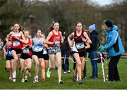 8 February 2023; A general view of competitors in the Intermediate girls race during the 123.ie Leinster Schools Cross Country 2023 at Santry Demesne in Dublin. Photo by David Fitzgerald/Sportsfile