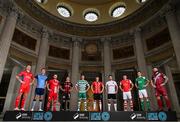 8 February 2023; SSE Airtricity Men's Premier Division players, from left, Luke Byrne of Shelbourne, Jack Keaney of UCD, David Cawley of Sligo Rovers, Keith Buckley of Bohemians, Ronan Finn of Shamrock Rovers, Ciaron Harkin of Derry City, Patrick Hoban of Dundalk, Joe Redmond of St Patrick's Athletic, Cian Coleman of Cork City and Gary Deegan of Drogheda United at the launch of the SSE Airtricity League of Ireland 2023 season held at City Hall in Dublin. Photo by Stephen McCarthy/Sportsfile