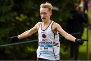 8 February 2023; Jacob Ciomek of Holy Family Community School Rathcoole competing in the Junior boys race during the 123.ie Leinster Schools Cross Country 2023 at Santry Demesne in Dublin. Photo by Colm Kelly Morris/Sportsfile