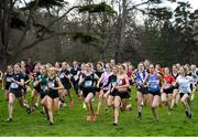 8 February 2023; A general view of competitors in the Senior girls race during the 123.ie Leinster Schools Cross Country 2023 at Santry Demesne in Dublin. Photo by Colm Kelly Morris/Sportsfile