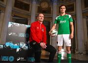 8 February 2023; Cork City manager Colin Healy and Cian Coleman at the launch of the SSE Airtricity League of Ireland 2023 season held at City Hall in Dublin. Photo by Stephen McCarthy/Sportsfile