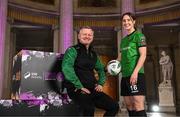 8 February 2023; Peamount United manager James O'Callaghan and Karen Duggan at the launch of the SSE Airtricity League of Ireland 2023 season held at City Hall in Dublin. Photo by Stephen McCarthy/Sportsfile