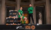 8 February 2023; Kerry FC manager Billy Dennehy and Matt Keane at the launch of the SSE Airtricity League of Ireland 2023 season held at City Hall in Dublin. Photo by Stephen McCarthy/Sportsfile