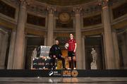 8 February 2023; Longford Town manager Stephen Henderson and Sam Verdon at the launch of the SSE Airtricity League of Ireland 2023 season held at City Hall in Dublin. Photo by Stephen McCarthy/Sportsfile