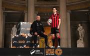 8 February 2023; Longford Town manager Stephen Henderson and Sam Verdon at the launch of the SSE Airtricity League of Ireland 2023 season held at City Hall in Dublin. Photo by Stephen McCarthy/Sportsfile