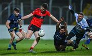8 February 2023; Sean O'Connor of University College Cork in action against Shane Cunnane of Technological University Dublin during the Electric Ireland HE GAA Sigerson Cup Semi-Final match between TU Dublin and UCC at Netwatch Cullen Park in Carlow. Photo by Stephen Marken/Sportsfile