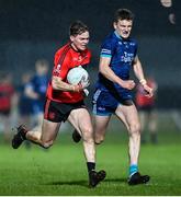 8 February 2023; Cathail O'Mahony of University College Cork in action against Shane Cunnane of Technological University Dublin during the Electric Ireland HE GAA Sigerson Cup Semi-Final match between TU Dublin and UCC at Netwatch Cullen Park in Carlow. Photo by Stephen Marken/Sportsfile