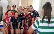 8 February 2023; SSE Airtricity Women's Premier Division players poses of a photograph at the launch of the SSE Airtricity League of Ireland 2023 season held at City Hall in Dublin. Photo by Seb Daly/Sportsfile