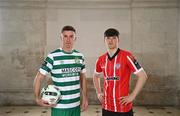 9 February 2023; Ronan Finn of Shamrock Rovers and Colm Whelan of Derry City ahead of the 2023 President's Cup Final. SSE Airtricity Men's Premier Division Champions Shamrock Rovers and Extra.ie FAI Cup holders Derry City are all set to kick-off the 2023 season in the President's Cup Final which takes place at the Ryan McBride Brandywell Stadium on Friday, 10th February. Photo by EÃ³in Noonan/Sportsfile