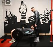 9 February 2023; Harry Byrne and Dave Kearney during a Leinster Rugby gym session at Enniscorthy RFC in Wexford. Photo by Harry Murphy/Sportsfile
