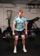9 February 2023; Ciarán Frawley during a Leinster Rugby gym session at Enniscorthy RFC in Wexford. Photo by Harry Murphy/Sportsfile