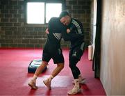 9 February 2023; Dave Kearney and Luke McGrath during a Leinster Rugby gym session at Enniscorthy RFC in Wexford. Photo by Harry Murphy/Sportsfile