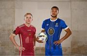 8 February 2023; Conor McCormack of Galway United and Giles Phillips of Waterford FC at the launch of the SSE Airtricity League of Ireland 2023 season held at City Hall in Dublin. Photo by Eóin Noonan/Sportsfile