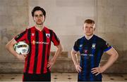 8 February 2023; Sam Verdon of Longford Town and Aaron Connolly of Athlone Town at the launch of the SSE Airtricity League of Ireland 2023 season held at City Hall in Dublin. Photo by Eóin Noonan/Sportsfile