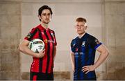 8 February 2023; Sam Verdon of Longford Town and Aaron Connolly of Athlone Town at the launch of the SSE Airtricity League of Ireland 2023 season held at City Hall in Dublin. Photo by Eóin Noonan/Sportsfile