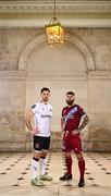 8 February 2023; Patrick Hoban of Dundalk and Gary Deegan of Drogheda United at the launch of the SSE Airtricity League of Ireland 2023 season held at City Hall in Dublin. Photo by Eóin Noonan/Sportsfile