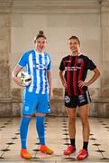 8 February 2023; Jess Gleeson of DLR Waves and Erica Burke of Bohemians at the launch of the SSE Airtricity League of Ireland 2023 season held at City Hall in Dublin. Photo by Eóin Noonan/Sportsfile