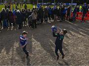 9 February 2023; Supporters Hugo Gilmartin, left, and Ben O'Neill play as the Leinster players train during a Leinster Rugby open training session at Wexford Wanderers RFC in Wexford. Photo by Harry Murphy/Sportsfile