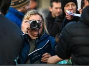 9 February 2023; A supporter takes a photo during a Leinster Rugby open training session at Wexford Wanderers RFC in Wexford. Photo by Harry Murphy/Sportsfile