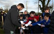9 February 2023; Jason Jenkins signs autographs during a Leinster Rugby open training session at Wexford Wanderers RFC in Wexford. Photo by Harry Murphy/Sportsfile
