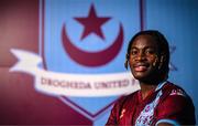6 February 2023; Victor Arong poses for a portrait during a Drogheda United squad portrait session at Weaver's Park in Drogheda, Louth. Photo by Stephen McCarthy/Sportsfile