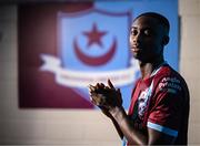 6 February 2023; Emmanuel Adegboyega poses for a portrait during a Drogheda United squad portrait session at Weaver's Park in Drogheda, Louth. Photo by Stephen McCarthy/Sportsfile