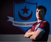 6 February 2023; Michael Leddy poses for a portrait during a Drogheda United squad portrait session at Weaver's Park in Drogheda, Louth. Photo by Stephen McCarthy/Sportsfile