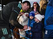 9 February 2023; Brian Deeny signs autographs for Jack and Mason Fitzpatrick during a Leinster Rugby open training session at Wexford Wanderers RFC in Wexford. Photo by Harry Murphy/Sportsfile