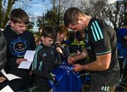 9 February 2023; Scott Penny signs autographs during a Leinster Rugby open training session at Wexford Wanderers RFC in Wexford. Photo by Harry Murphy/Sportsfile