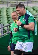 10 February 2023; Peter O’Mahony, right, and Keith Earls before the Ireland rugby captain's run at the Aviva Stadium in Dublin. Photo by Seb Daly/Sportsfile