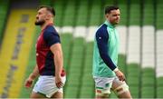 10 February 2023; James Ryan, right, and Rónan Kelleher during the Ireland rugby captain's run at the Aviva Stadium in Dublin. Photo by Seb Daly/Sportsfile