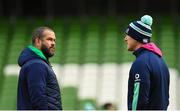 10 February 2023; Head coach Andy Farrell, left, and forwards coach Paul O'Connell during the Ireland rugby captain's run at the Aviva Stadium in Dublin. Photo by Seb Daly/Sportsfile