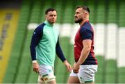 10 February 2023; Rónan Kelleher, right, and James Ryan during the Ireland rugby captain's run at the Aviva Stadium in Dublin. Photo by Seb Daly/Sportsfile