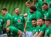 10 February 2023; Rob Herring, centre, with Craig Casey, right, during the Ireland rugby captain's run at the Aviva Stadium in Dublin. Photo by Seb Daly/Sportsfile