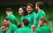 10 February 2023; Tom O’Toole, centre, during the Ireland rugby captain's run at the Aviva Stadium in Dublin. Photo by Seb Daly/Sportsfile