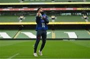 10 February 2023; Romain Ntamack during the France rugby captain's run at the Aviva Stadium in Dublin. Photo by Seb Daly/Sportsfile