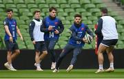 10 February 2023; Romain Ntamack, right, during the France rugby captain's run at the Aviva Stadium in Dublin. Photo by Seb Daly/Sportsfile