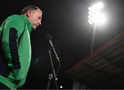 10 February 2023; Ireland head coach Richie Murphy speaking to RTÉ before the U20 Six Nations Rugby Championship match between Ireland and France at Musgrave Park in Cork. Photo by Eóin Noonan/Sportsfile