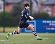 3 February 2023; Andrew Walsh of Cistercian College Roscrea during the Bank of Ireland Leinster Rugby Schools Senior Cup First Round match between Cistercian College Roscrea and Catholic University School at Terenure College RFC in Dublin. Photo by Piaras Ó Mídheach/Sportsfile
