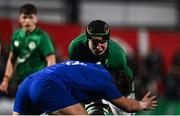 10 February 2023; Ruadhán Quinn of Ireland is tackled by Marko Gazzotti of France during the U20 Six Nations Rugby Championship match between Ireland and France at Musgrave Park in Cork. Photo by Eóin Noonan/Sportsfile