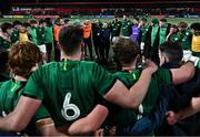 10 February 2023; Ireland head coach Richie Murphy speaking to his players after the U20 Six Nations Rugby Championship match between Ireland and France at Musgrave Park in Cork. Photo by Eóin Noonan/Sportsfile