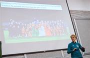 11 February 2023; Republic of Ireland WNT manager Vera Pauw during the FAI Female Coaching Conference at Raddison Blu Hotel in Letterkenny, Donegal. Photo by Ramsey Cardy/Sportsfile