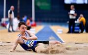11 February 2023; James Kelly of Ratoath AC, Dublin, competing in the Men's Triple Jump during the 123.ie National Indoor League Final at Sport Ireland National Indoor Arena in Dublin. Photo by Ben McShane/Sportsfile
