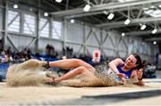 11 February 2023; Aine Kerr of Finn Valley AC, Donegal, competing in the Women's Triple Jump during the 123.ie National Indoor League Final at Sport Ireland National Indoor Arena in Dublin. Photo by Ben McShane/Sportsfile