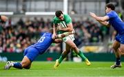 11 February 2023; Hugo Keenan of Ireland is tackled by Gael Fickou of France during the Guinness Six Nations Rugby Championship match between Ireland and France at the Aviva Stadium in Dublin. Photo by Harry Murphy/Sportsfile
