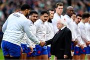 11 February 2023; President of Ireland Michael D Higgins meets the French team before the Guinness Six Nations Rugby Championship match between Ireland and France at the Aviva Stadium in Dublin. Photo by Harry Murphy/Sportsfile