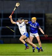 11 February 2023; Mark Fitzgerald of Waterford in action against James Keyes of Laois during the Allianz Hurling League Division 1 Group B match between Laois and Waterford at Laois Hire O'Moore Park in Portlaoise, Laois. Photo by Stephen Marken/Sportsfile