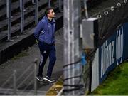 11 February 2023; A Waterford backroom team member watches play from the terrace behind the Waterford goal during the Allianz Hurling League Division 1 Group B match between Laois and Waterford at Laois Hire O'Moore Park in Portlaoise, Laois. Photo by Piaras Ó Mídheach/Sportsfile